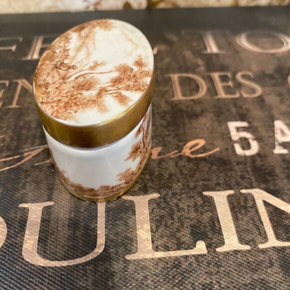 Vintage Portuguese Hand-Painted Sepia Porcelain Trinket - Picture 3 of 9